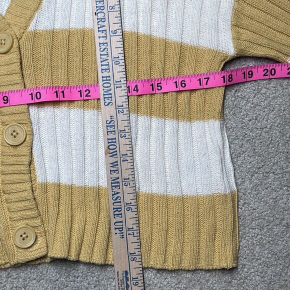 NWT American Eagle Yellow Striped Cardigan Sweater Womens XS Crop Y2K Preppy NEW - Picture 7 of 9
